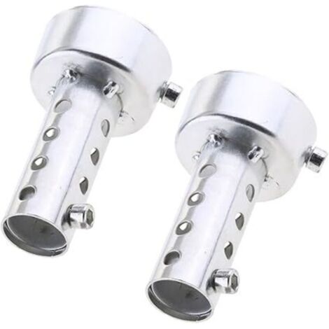 Paquete de 2 tubos de escape universales para motocicleta - 48 mm (plateados) (1/4)