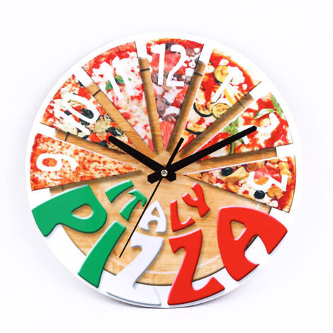 Reloj de pared con diseño de pizza, reloj con estampado de pizza, reloj de dormitorio, reloj de pared de madera, reloj de pared decorativo, reloj de pared de oficina, reloj de pared moderno, relojes d (1/3)