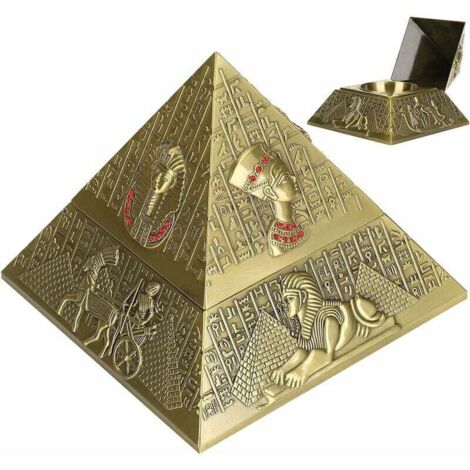 Estatua metálica con forma de pirámide egipcia, adornos retro, objetos decorativos artesanales para decoración/regalo/colección (bronce) (1/4)