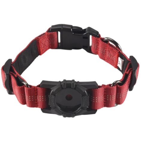 Collar reflectante para perro con etiqueta de identificación - Duradero y ajustable, rojo. (1/4)