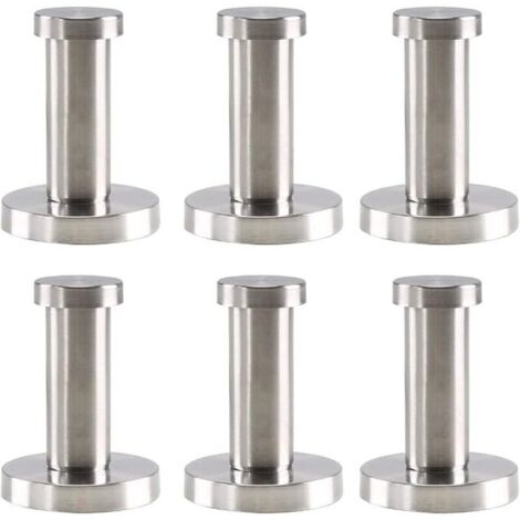 Juego de 6 ganchos de pared redondos de acero inoxidable plateado, ganchos de pared de acero inoxidable para baño, 52 mm, ganchos de pared para albornoz, toalla, abrigo, dormitorio (1/4)