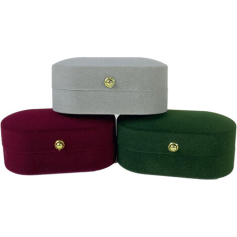 Caja doble portátil de 3 piezas para anillos, expositor de joyas, estuche de regalo para anillos de boda (1/4)