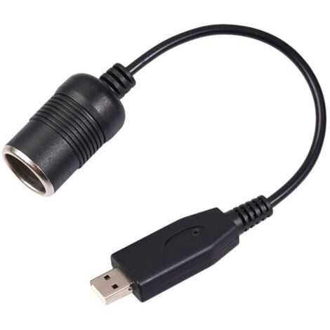 Adaptador de corriente USB con cable a enchufe de encendedor de cigarrillos de 12 V para batería externa (1/4)