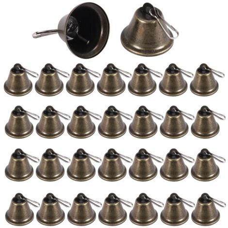 30 campanillas pequeñas vintage de latón hechas a mano con ganchos para colgar, ideales para el entrenamiento de perros. (1/4)
