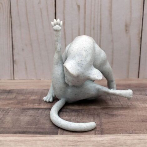 Conjunto de 2 divertidas figuritas de gatos sin esculpir, hechas de resina.