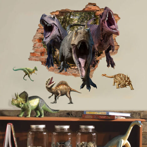 Pegatinas de pared 3D de dinosaurios de la jungla para niños, calcomanías de pared 3D de dinosaurios para niños, decoración de pared para habitaciones de niños, habitaciones infantiles, habitaciones d (1/4)