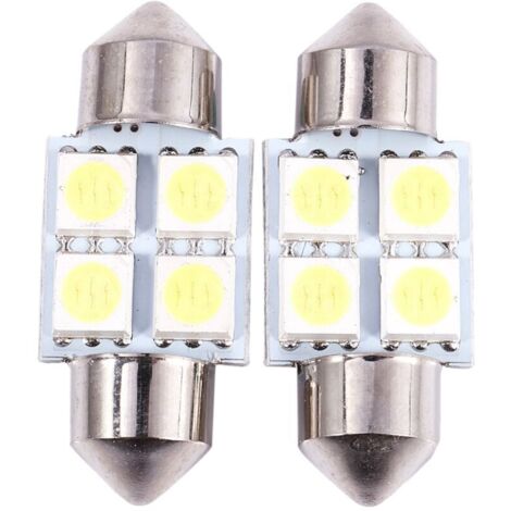 unidades de LED blancos tipo festón para interior de coche, 12 V CC, 31 mm, 4 SMD 5050 (1/4)