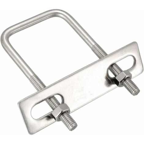 Pernos en U cuadrados de 40 mm (1-5/8") de ancho interno, acero inoxidable 304, M8 con tuerca, para correas de marco, 2 unidades.