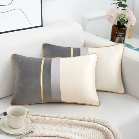 Fundas de cojín rectangulares modernas, fundas de almohada decorativas largas y lisas para sofá, banco, dormitorio, asiento de coche, color gris, 30x50cm