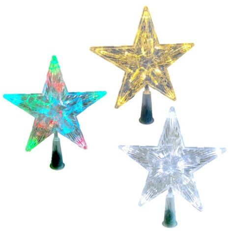 Adorno para árbol de Navidad con forma de estrella de cinco puntas LED transparente, decoraciones para coronas navideñas. (1/4)
