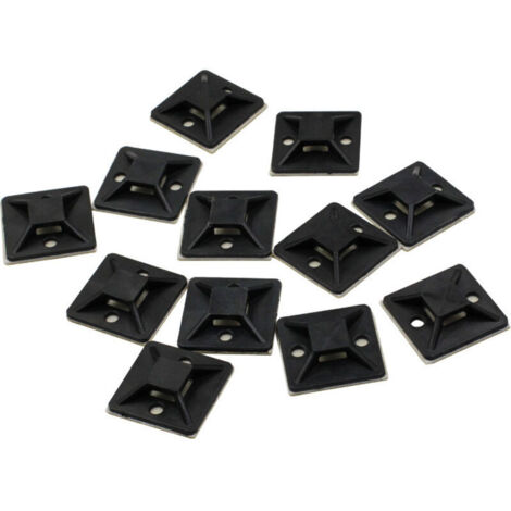100 bases autoadhesivas de 25x25 mm para bridas de cables, color negro. (1/3)