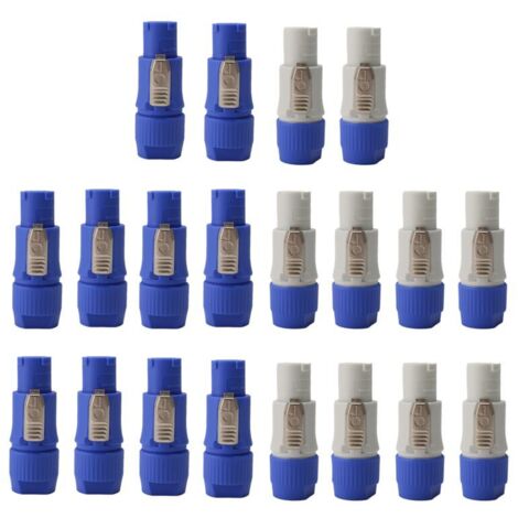 20 unidades NAC3FCA NAC3FCB Conector macho para altavoz de 3 pines Powercon Fuente de alimentación de CA de 20 A 250 V Azul y gris Blanco (1/4)