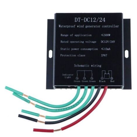Aerogenerador - Controlador de aerogenerador de 12 V - Regulador de carga impermeable para generador eólico 12 V/24 V 500 W (1/3)