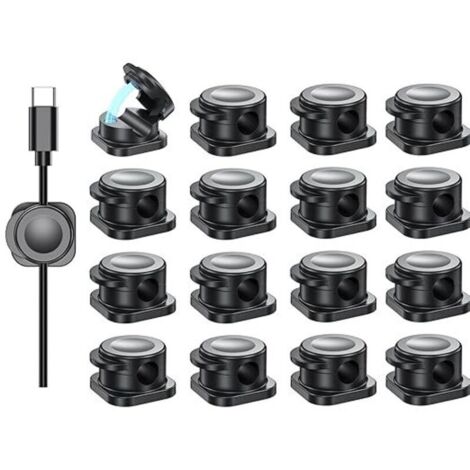 Clips magnéticos para gestión de cables (8 piezas), organizadores de cables, organizador magnético para cables HDMI, USB y de audio - Negro (1/4)