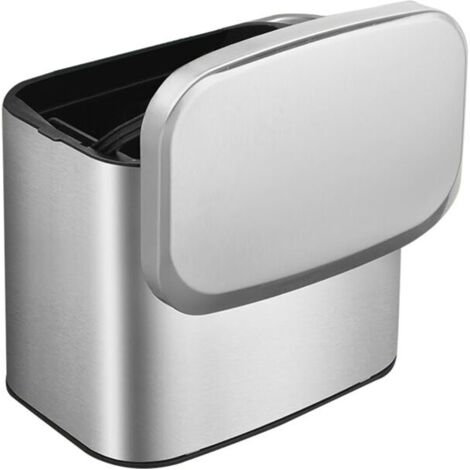 Compostador de pared de acero inoxidable de 1,05 galones con tapa, para puerta de armario de cocina o fregadero. (1/4)