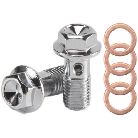 Tornillos banjo M10 x 1.25 de acero inoxidable para motocicleta, cilindro maestro, manguera de freno, tornillo de pinza de embrague hidráulico (1/4)