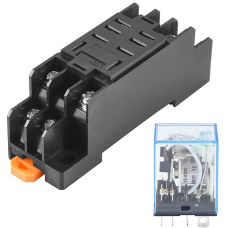 Bobina de relé de potencia de 12 V CC DPDT LY2NJ HH62P-L JQX-13F 10 A con base de zócalo PTF08A (1/4)