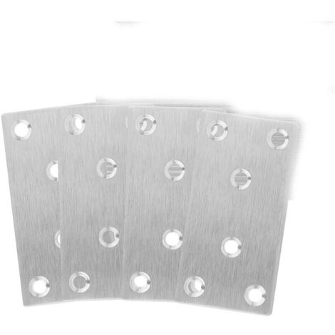 escuadras de placa perforada para fijación en acero inoxidable de 79 x 40 x 1,8 mm, escuadras de fijación para unir, fijar y reparar muebles, color plata.