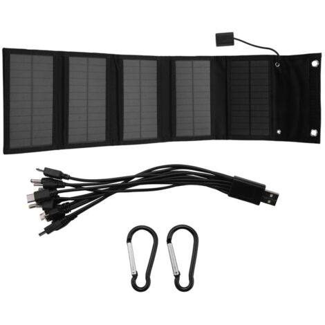 Panel solar USB plegable de 12 W, cargador portátil impermeable para teléfono, camping y senderismo. (1/4)