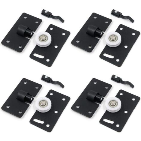 juegos de rodillos para puertas correderas, ruedas para muebles, kits de rieles de engranajes de nailon silenciosos, para ventanas de armarios, vestidores y gabinetes (negro)