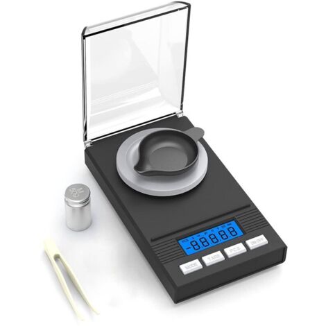 Balanza de miligramos 50G/0.001G, balanza de precisión de miligramos, MG, de bolsillo, para laboratorio con pantalla LCD, letra (1/4)