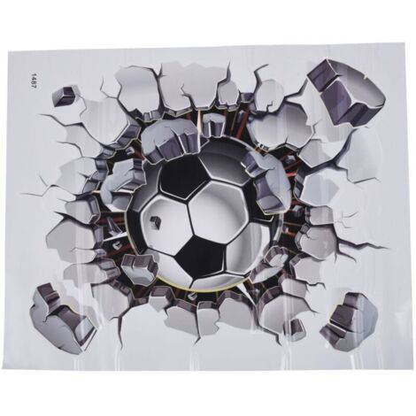 Vinilo decorativo 3D de pared con diseño de fútbol, de PVC, con efecto de grietas, para habitación de niños. (1/4)
