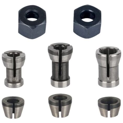 Mandril para fresadora - Paquete de 8, Pinza de sujeción de corte al ras (6 mm, 6,35 mm, 8 mm), Abrazadera para router (1/4)