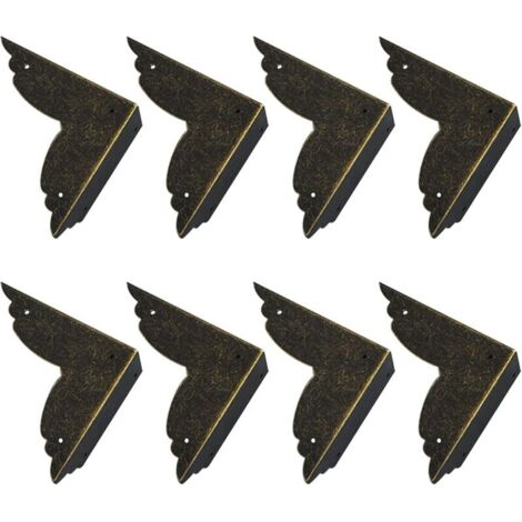 Juego de 8 protectores de esquina metálicos vintage para muebles y mesas (bronce) (1/4)