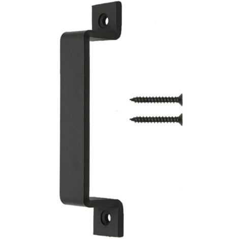 tiradores para puerta de granero, de acero macizo negro (160 mm) (1/4)
