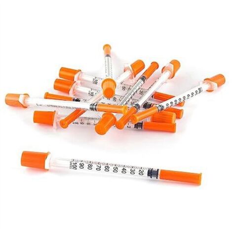 Jeringa de 1 ml/cc con aguja de 30 g y 0,5 pulgadas - Naranja (paquete de 100 unidades, 30 g, 13 mm) (1/4)