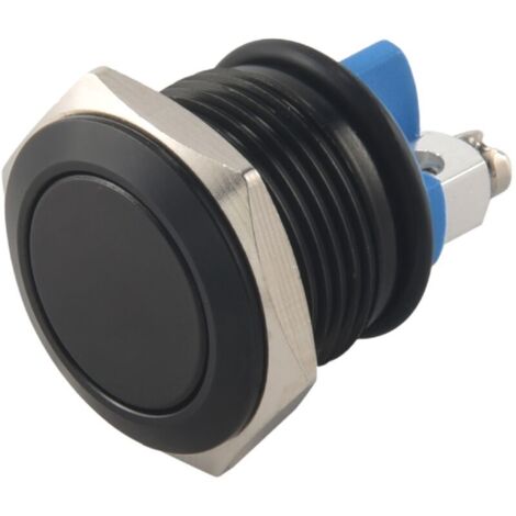 Interruptor pulsador negro de 16 mm y 12 V para coche