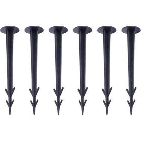 100 estacas de jardín, estacas de plástico resistentes para fijar tela antihierbas, estacas de plástico negras para suelo, ideales para tela de mantillo. (1/4)