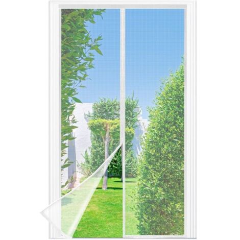 Mosquitera para puertas francesas, 90 x 210 cm - Malla fina BLANCA, cierre automático, apta para ventanas con un ancho superior de hasta 3,8 cm. (1/4)
