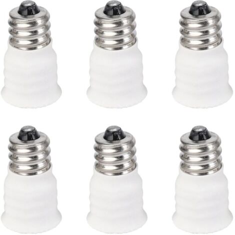 Paquete de 6 adaptadores convertidores de bombillas LED blancas E12 a E14, adaptadores de portalámparas de alta calidad. (1/4)