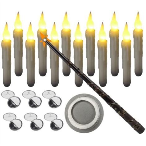 12 velas flotantes con control remoto mágico, sin llama, velas colgantes para decoración navideña A (1/4)