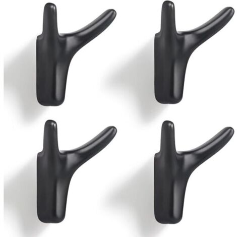Colgador de pared de doble gancho de 4 piezas, colgador de pared resistente de aleación de zinc, colgador de puerta sólido para entrada, dormitorio, sala de estar, cocina (negro 666338mm) (1/4)