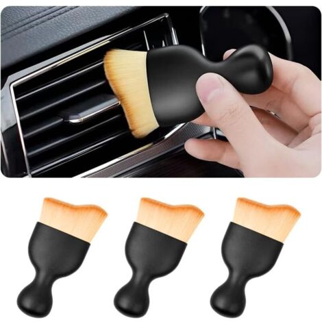 Juego de 3 cepillos para el cuidado del automóvil, cepillos de limpieza para automóviles, cepillos para polvo de automóviles con cerdas suaves, cepillo para el cuidado del motor, el tablero y el inter (1/4)