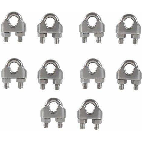Abrazaderas de cable M8 con perno en forma de U, clip de cable de acero inoxidable 304, abrazadera de cable tipo silla de montar, clips de cable de alambre para tendedero exterior, 10 unidades. (1/4)