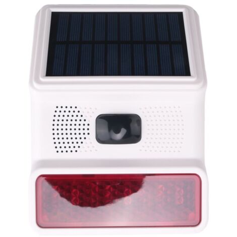 Alarma estroboscópica solar inalámbrica con luz audible, luz intermitente y sirena exterior para sistemas Wi-Fi GSM de 433 MHz, adecuada para hogares y granjas. (1/4)