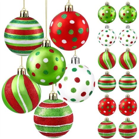 18 adornos navideños decorativos de 6,1 cm, brillantes, para colgar en árboles, en interiores y durante las fiestas. (1/4)