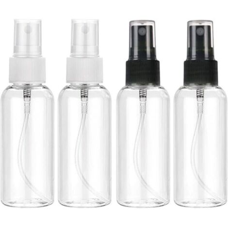 4 botellas pulverizadoras de 100 ml, de plástico transparente, vacías y reutilizables, ideales para viajes. Botellas pulverizadoras cosméticas recargables para viajes. (1/4)