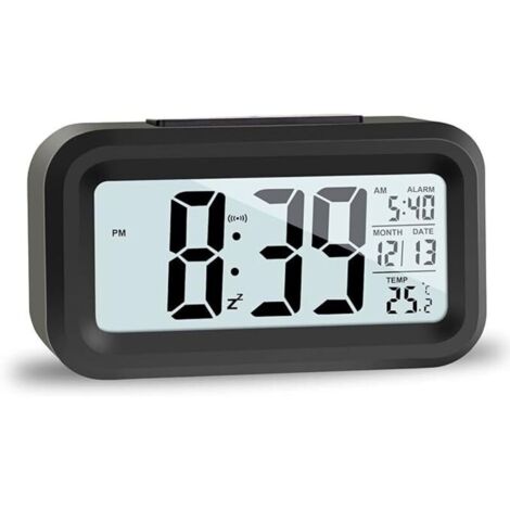 Reloj despertador digital LCD, reloj despertador de viaje con función de repetición para fecha y temperatura, reloj digital silencioso para dormitorio, oficina en casa (1/4)