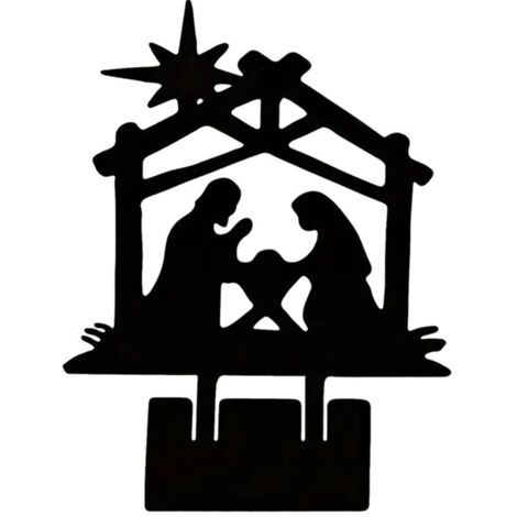 Conjunto de figuras de la Natividad con silueta de la escena de la Natividad, adorno navideño, Sagrada Familia para valla y patio B (1/4)