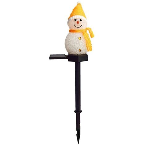 Luces navideñas solares con forma de muñeco de nieve, luces LED solares para decoración de jardín exterior, lámparas amarillas con estaca. (1/4)