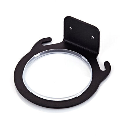Soporte de pared negro para secador de pelo. Soporte de pared de aluminio (sin tornillos) para secador de pelo, ideal para el baño. Diámetro interior: 7,5 cm. (1/4)
