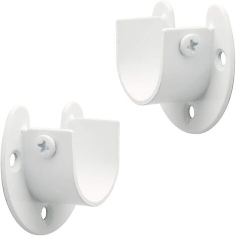 Soporte para barra de cortina de armario, soporte para barra de cortina en forma de U, soporte para barra de cortina, acero inoxidable blanco, 25 mm (1/4)