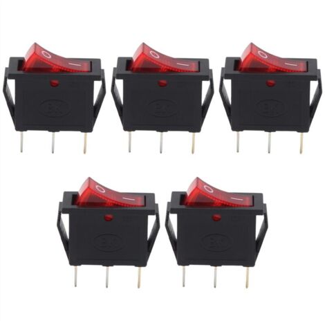 (R) Interruptor basculante SPST iluminado rojo para embarcaciones, 16A/250V 20A/125V, 5 unidades (1/4)