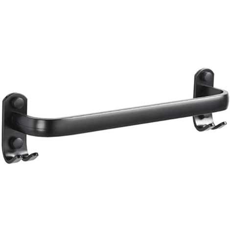 Toallero de baño, barras para toallas, soporte de pared con ganchos, para cocina, baño, aseo, hotel u oficina (negro, 40 cm) (1/4)