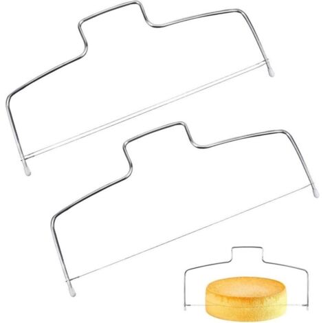 Cortador de pasteles recto de 2 piezas, cortador de pasteles profesional nivelador, cortador de pasteles recto con línea ajustable, herramienta de nivelación de cocina para pasteles de cumpleaños de v (1/4)