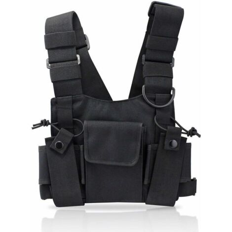 Bolsa de pecho para walkie talkie de radio, bolsas de arnés, mochilas de nailon, funda para radios bidireccionales, estuche de transporte, correa de hombro ajustable para policía, taller de producción (1/4)